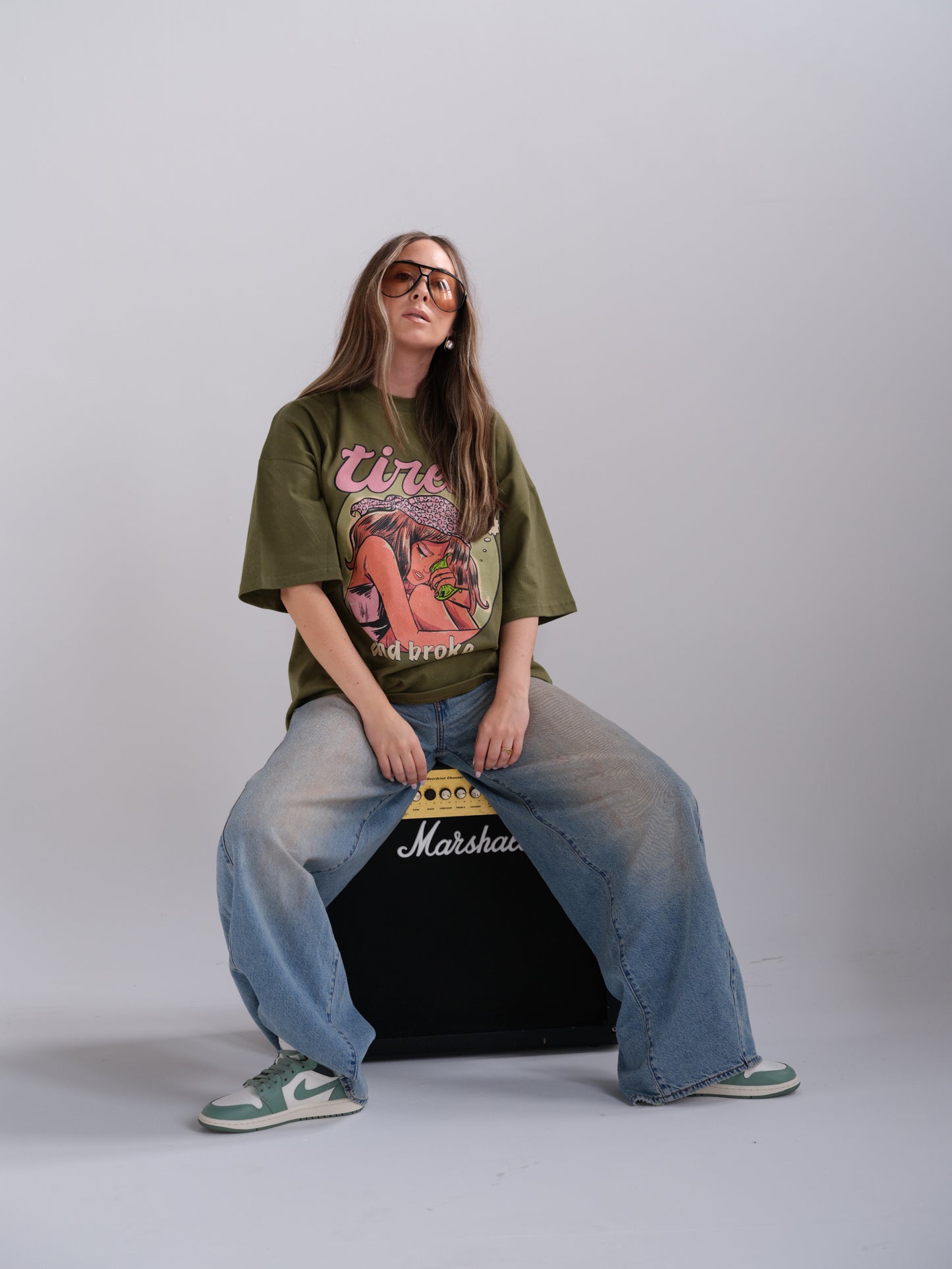 tired & broke boxy tee